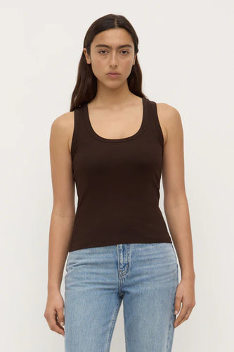 Robyn Scoop Neck Rib Tank - Ganache