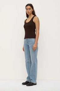 Robyn Scoop Neck Rib Tank - Ganache