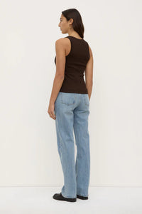 Robyn Scoop Neck Rib Tank - Ganache