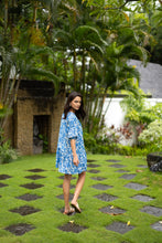 Fleur smock dress blue/stone