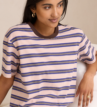 Stevie Slouchy Tee - Chalk Pink/Polo Blue/Choc