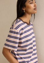 Stevie Slouchy Tee - Chalk Pink/Polo Blue/Choc