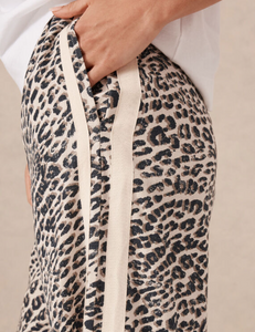 Relaxed Drawstring Pant - Leopard Linen Blend