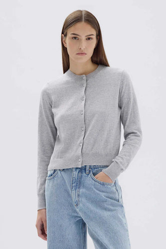 Semra Cotton Cashmere Cardigan - Grey Marle