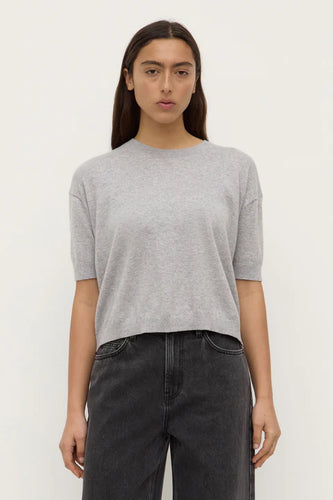 Vanya Cotton Cashmere Knit Tee - Grey