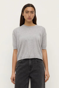 Vanya Cotton Cashmere Knit Tee - Grey