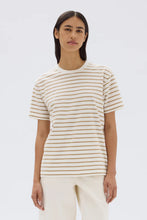 Women's Port Stripe Short Sleeve Tee - Antique White/Tan