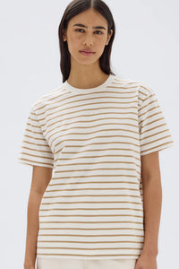 Women's Port Stripe Short Sleeve Tee - Antique White/Tan