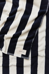 Wide Stripe Beach Towel - True Navy/White