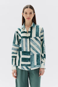 Xander Long Sleeve Shirt - Lagoon Tile Print