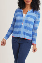 Pointelle Zip Cardi Blue