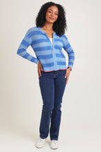 Pointelle Zip Cardi Blue