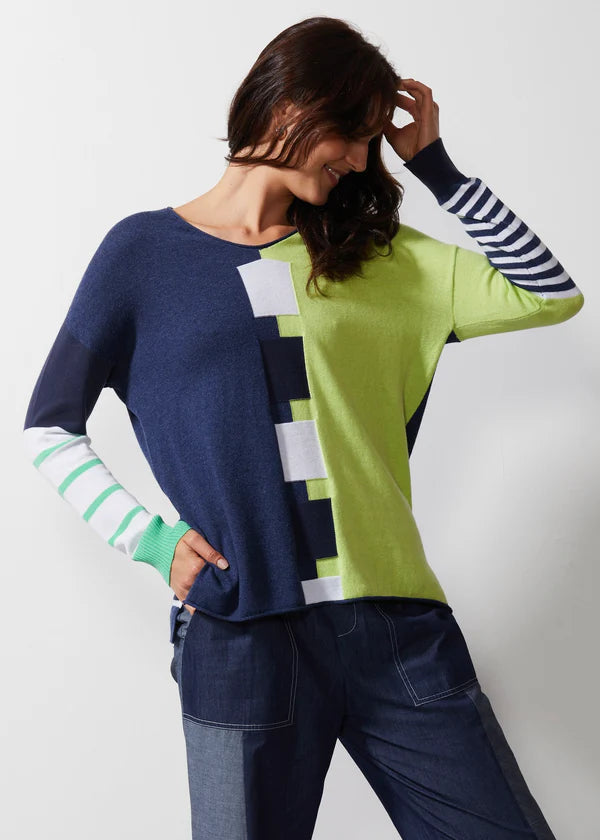 Intarsia Squares Jumper Denim