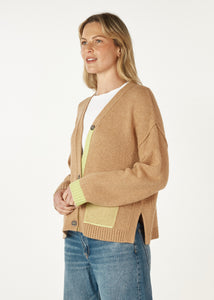 Birdseye Pocket Cardi - Camel