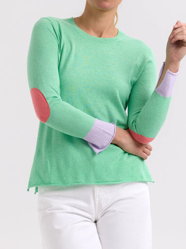 Elbow Patch Jumper - Spearmint