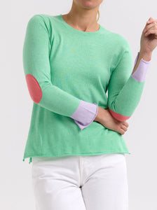 Elbow Patch Jumper - Spearmint