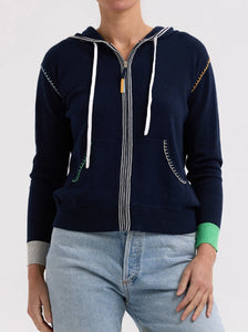 Heart Embroidery Hoodie - Navy