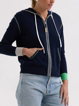 Heart Embroidery Hoodie - Navy