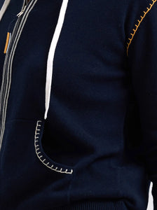 Heart Embroidery Hoodie - Navy