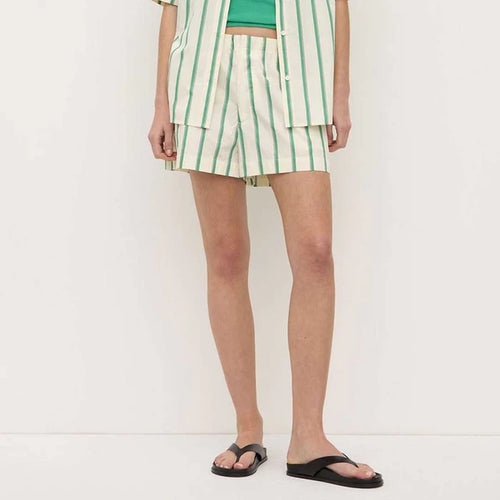 Agnes Stripe Short - Butter/Bright Green
