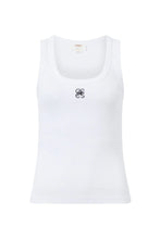 Ceres LIfe Contour Rib Scoop Tank - White/Black Monogram Embroidery