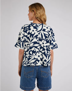 Stencil Floral Tee - Navy