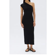 Elodie One Shoulder Knit Midi Dress - Black