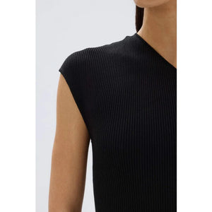 Elodie One Shoulder Knit Midi Dress - Black