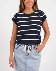 Manly Stripe Tee Navy with white stripe