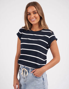 Manly Stripe Tee Navy with white stripe