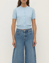 Semra Cotton Cashmere Short Sleeve Cardigan - Salt