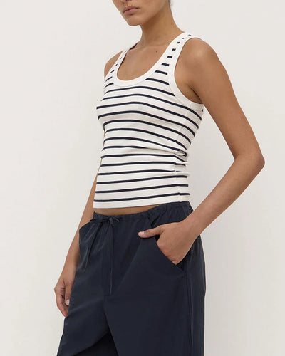 Leony Stripe Tank - True Navy/Antique White