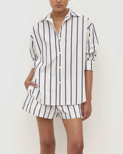 Nara Stripe Long Sleeve Shirt - White/Navy