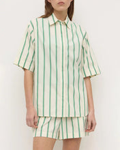 Agnes Stripe Short Sleeve  Shirt - Butter/Bright Green
