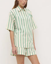 Agnes Stripe Short Sleeve  Shirt - Butter/Bright Green