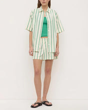 Agnes Stripe Short Sleeve  Shirt - Butter/Bright Green
