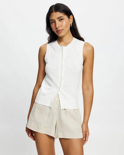 Kyra Button Tank - White