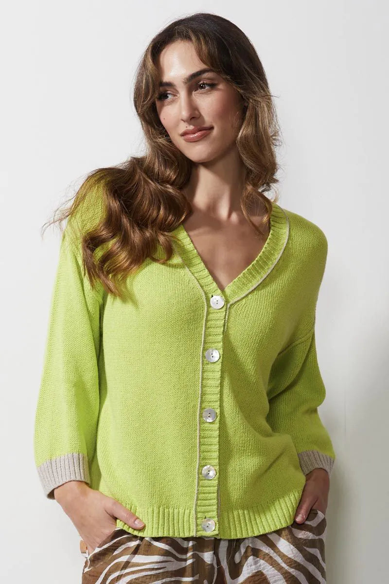 Chunky Linen Cardi - Lime