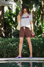 Stevie Slouchy Tee - Milk Prussion Stripe/Desert Sun
