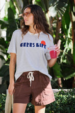 Stevie Slouchy Tee - Milk Prussion Stripe/Desert Sun