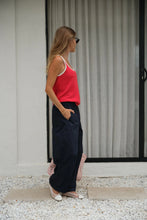 Fia Stripe Knit Tank - Red Ecru Strap