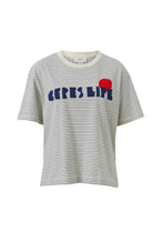 Stevie Slouchy Tee - Milk Prussion Stripe/Desert Sun
