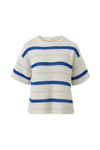 Nellie Boxy Knit Tee - Milk/Klein Blue Wide Stripe