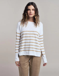 Bobbie Top - Camel/White Stripe
