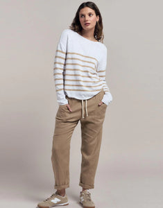 Bobbie Top - Camel/White Stripe
