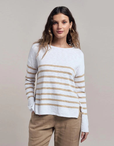 Bobbie Top - Camel/White Stripe