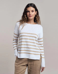 Bobbie Top - Camel/White Stripe