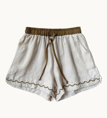 Embroidery Shorts - Khaki