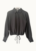 Penelope Tie Bomber Shirt - Charcoal