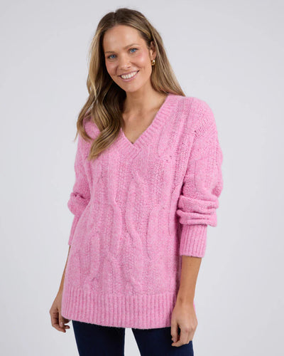 Tallulah Cable Knit - Pink Geranium